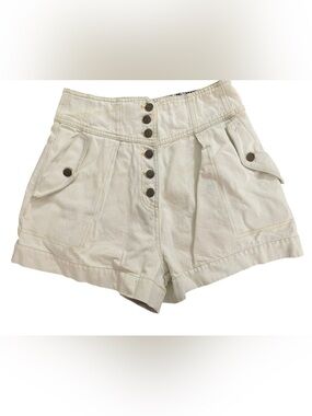 ULLA JOHNSON Shorts Size 4 Bleached Pale Blue High Waist Alvin Button Fly Denim